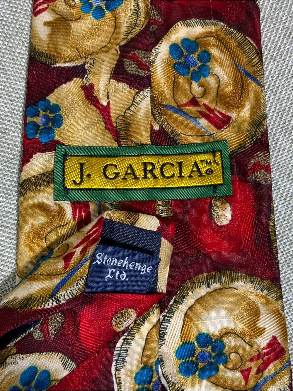 Jerry Garcia Stonehenge Silk Tie Nautilus Shell Art USA - Picture 4 of 6